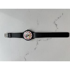 Lorus Quartz Black Strap Watch with Minnie Mouse Dial